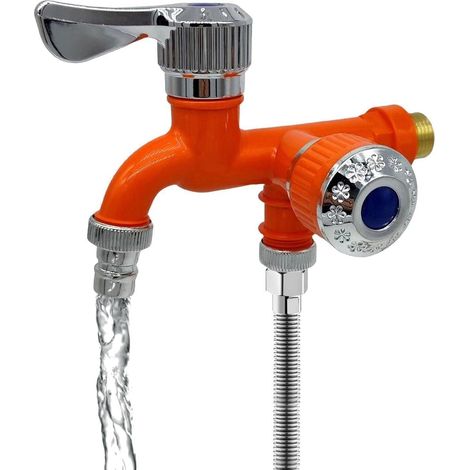 2-in-1-multifunktions-wasserhahn Mit Zwei Ventilen, Waschtischmischer, Umschalt- Und Trennventil - Orange