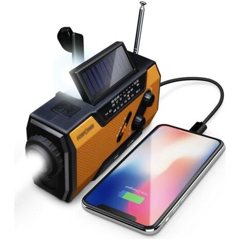 Notfall-wetterradio 2000 Mah – Solar-/kurbel-/batteriebetrieb – Am/fm – Led-lampe – Sos-alarm Für Wandern Und Outdoor