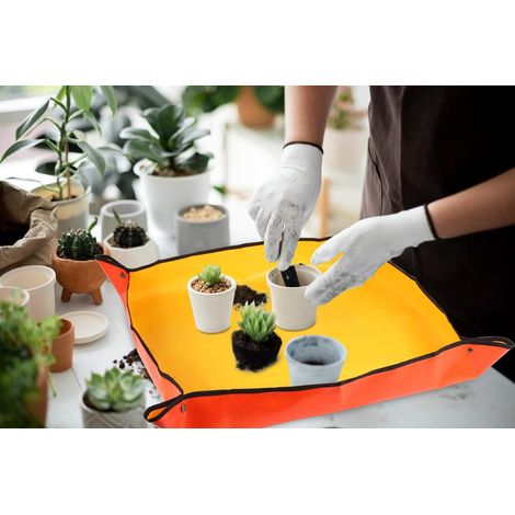 Umtopfmatte Für Zimmerpflanzen, Orange, Umweltfreundlich, Aus Polyethylen, 33 X 33 Cm, Dick, Wasserdicht, Tragbar