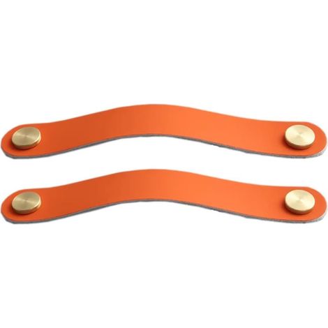 Set Aus 2 Schrankgriffen Aus Messing Und Orangefarbenem Leder, Länge 160 Mm, Mit Schrauben, Geeignet Für Schränke Und Küchen