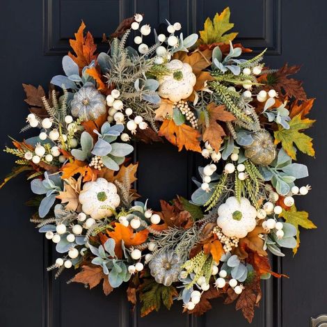Herbstkranz Zur Türdekoration – Künstliche Pflanze Für Innen- Und Außenbereich, 35 Cm – Feuchtigkeitsbeständiger Kunststoff – Für Thanksgiving Und Weihnachten