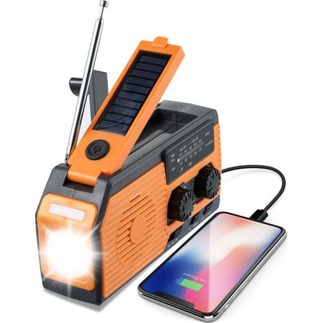 Wasserdichtes, Multifunktionales Solarradio 5000 Mah – Led-taschenlampe 20 Lm – Sos-alarm – Am/fm/noaa-radio Für Camping Und Wandern