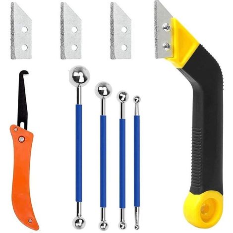 9er-set Fliesenfugenkratzer, Werkzeug Zum Entfernen Von Dichtmasse, Fugenreinigungsbürste Aus Hartmetall Für Die Fliesenreinigung