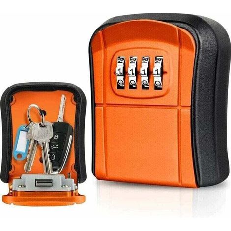 Wand-schlüsselbox Mini Außensafe Mit Rücksetzbarem 4-stelligem Zahlencode Wasserdichte Schlüsselbox Für Zuhause, Schule, Büro, Fabrik, Garage (orange)