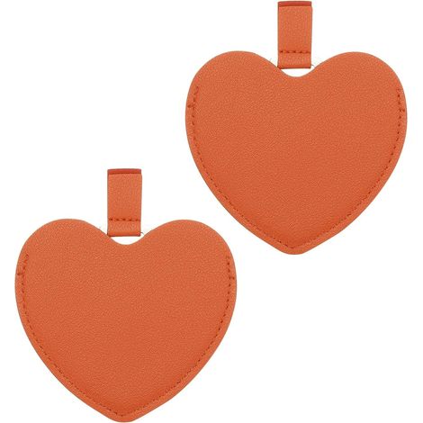 Set Aus 2 Kleinen Taschenspiegeln Für Handtaschen, 9,7 X 8,4 Cm, Kompakter Schminkspiegel Aus Edelstahl Mit Lederetui (orange)