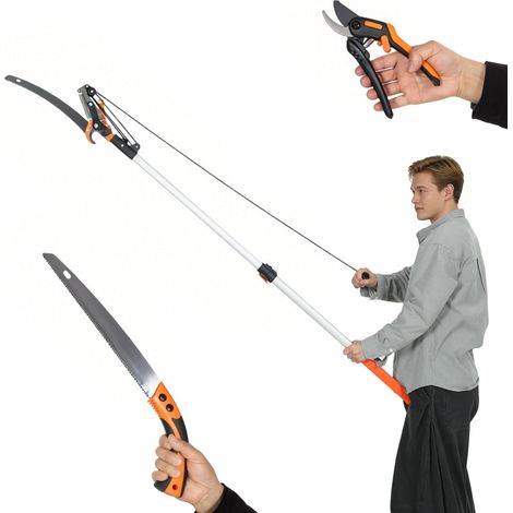 2-in-1 Teleskop-astschneider, Handsäge, Gartenschere Mit Sicherheitsverriegelung, 2 M Aluminium-teleskopstange