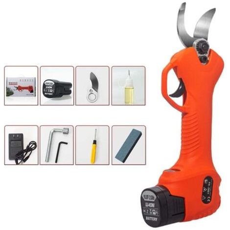 Kabellose Gartenschere, Elektrische Gartenschere, Kabellose Elektrische Gartenschere Mit Bürstenlosem Motor, 1 Stück, 2 Ah Wiederaufladbarer Lithium-akku, Schnittdurchmesser 25 Mm (orange)