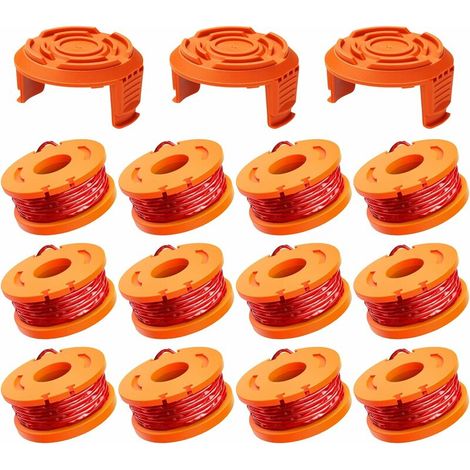15er-pack Randtrimmer-faden Spule 3m - Wa0010/wa6531 Rasentrimmer, Trimmerkopf Faden (12 Randtrimmer-fäden, 3 Abdeckungen)