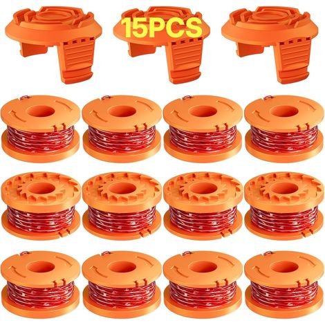 Eventronic 15er Pack Fadenspulen Für Kantenschneider 3m - Wa0004.1/wa0010 Kantenschneider Ø1,65 Mm, Trimmerfadenspule (12 Kantenschneidfäden, 3 Abdeckungen)