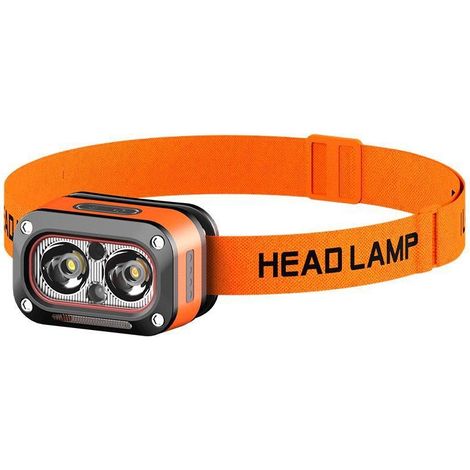 Induktions-stirnlampe, Orange, 1x Wiederaufladbar, Wasserdicht, Leicht, Angenehm Zu Tragen, Geeignet Für Radfahren, Angeln Und Camping