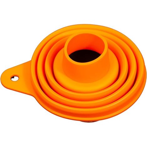 Faltbarer Silikon-küchentrichter, Spritzwassergeschützt, Mit Halterung, Orange