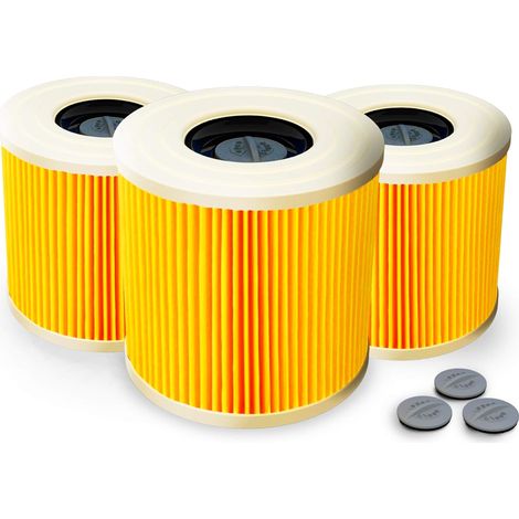3er-set Patronenfilter + 3 Zusätzliche Verschlussschrauben - Für Kärcher Staubsauger Wd3 Premium Wd2 Wd3 Wd 3 Mv3 Wd 3 P - Erweiterungsset Ersetzt 6.414-552.0, 6.414-772.0