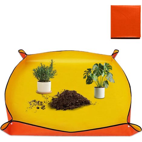 Umtopftmatte Für Zimmerpflanzen, Orange, Umweltfreundlich, Aus Polyethylen, 66 X 66 Cm, Dick, Wasserdicht, Tragbar
