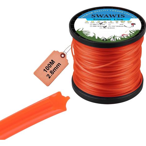 Fil De Coupe Nylon Star Orange 2,8mm/100m Spule Trimmerfaden Ersatz Für Garten Unkraut