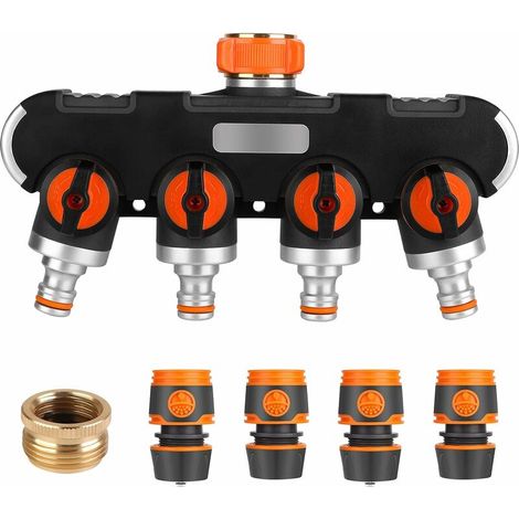 4-wege-wasserverteiler - 3/4" Und 1/2" Wasserverteiler Mit Absperrventil Zum Gleichzeitigen Anschluss Von Zwei Geräten, Einstellbarer Wasserdurchfluss, Adapter Für Die Gartenbewässerung