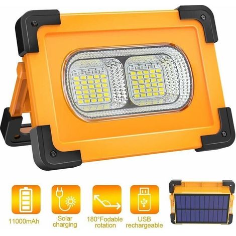 Wiederaufladbare 100-w-led-projektorlampe, Tragbare Led-projektorlampe Mit Solarpanel, 4 Modi, Superhelle Arbeitsleuchte Mit 10.000-mah-batterie Für Camping Und Heimwerken