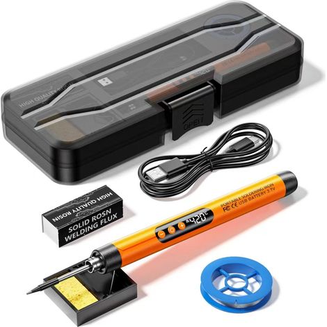 Orange Lötkolben-set Mit Mini-digitalem Display Und Kabellosem Usb-ladekabel Zur Reparatur Von Haushaltsgeräten