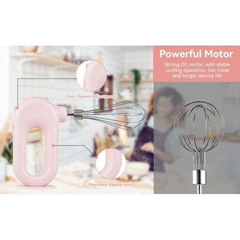 Kabelloser Handmixer, Elektrischer Küchenhandmixer, Mini Usb-aufladbarer Elektrischer Haushalts-handmixer, Tragbarer Eiermixer, Elektrischer Eiermixer Mit 4 Modi (rosa)