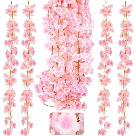 Rose - 4er-set Künstliche Kirschblüten-girlanden, 1,8 M, Zum Aufhängen Für Zuhause, Hochzeiten, Garten, Wanddekoration Und Partys.
