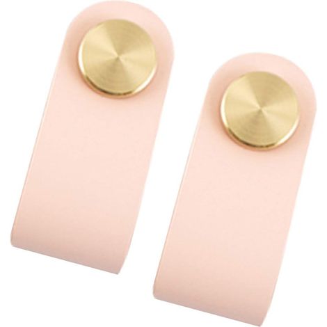 2er-set Schrankgriffe Aus Messing Und Rosa Leder, Länge 65 Mm, Mit Schrauben, Geeignet Für Schränke Und Küchen
