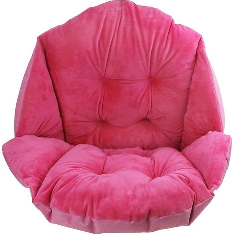 Sesselkissen Mit Rückenlehne, Muschelsitz, Samt, Weich, Elastisch, Wasserdicht, Für Rattan-/strohstuhl, Garten, 40x48 Cm, Rot-rosa