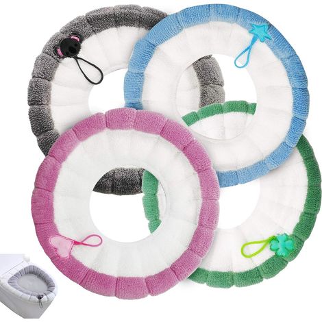4 Stück Wc-sitzkissen, Toilettensitzbezug Aus Stoff, Warmer, Waschbarer Und Elastischer Toilettenmattenbezug, Universelle Abdeckung Für Wc-klappdeckel