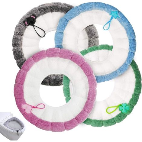4 Stück Toilettensitzkissen, Toilettenabdeckung Aus Stoff, Warme, Waschbare Und Dehnbare Wc-sitzauflage, Universelle Passform Für Wc-deckel