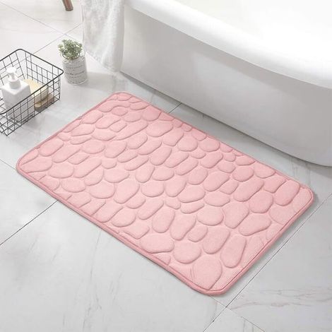 Memory-schaum-badematte, Rutschfeste Badematte, Hochwertige Saugfähige Badematte, Maschinenwaschbar (rosa)