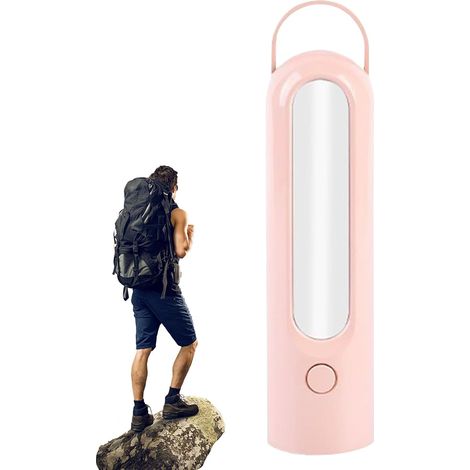 Rosa Camping-taschenlampe, 4,5 X 17,8 Cm, Wiederaufladbare Tragbare Led-nachtlicht, Einfach Zu Bedienen Für Camping Und Außenbeleuchtung.