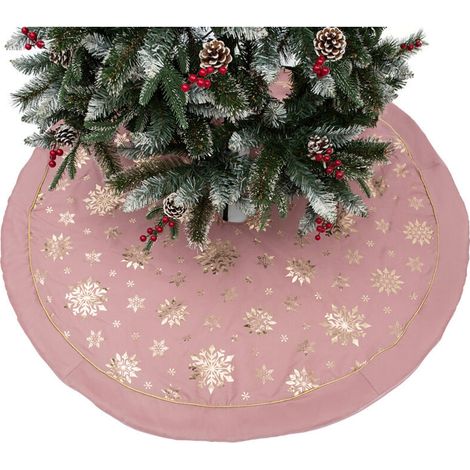 Runder Weihnachtsbaumrock, Weihnachtsbaumschmuck Geeignet Für Die Häusliche Weihnachtsdekoration (120 Cm, Rosa)