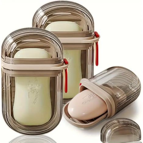 Tragbare Seifenschale Mit Deckel, Rosa, 3er-set, Ideal Für Reisen, Outdoor-freizeit, Camping Und Wandern.