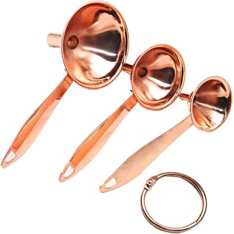 Set Aus 3 Edelstahl-trichtern Mit Langem Griff, Küchentrichter, Roségold