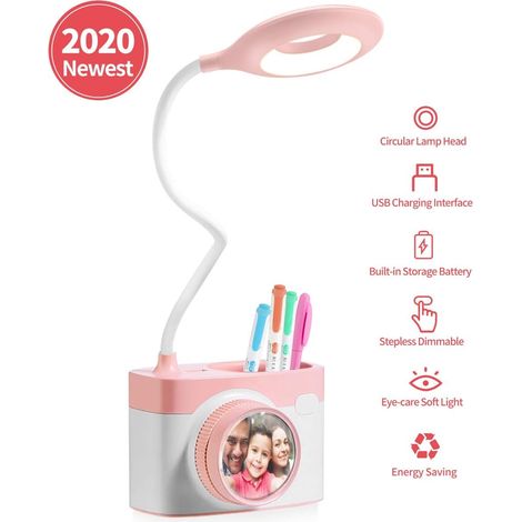 Kinder-schreibtischlampe, Intuitive Leselampe Mit Stifthalter, Usb-aufladbare Schreibtischlampe, Dimmbare Nachttischlampe Mit Touch-sensor