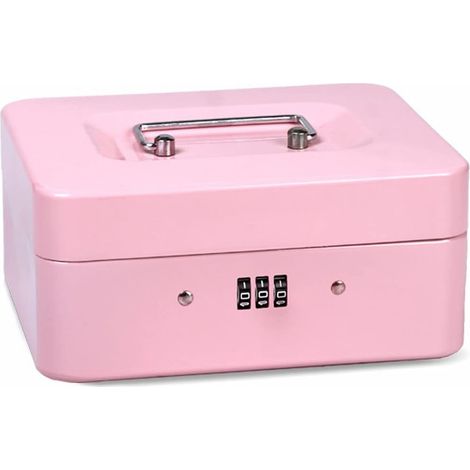 Abschließbare Stahl-sicherheitsbox, Tragbarer Mini-safe, Tragbarer Mini-stahlsafe Für Bargeld Und Münzen (rosa)