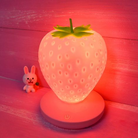 Silikon-nachtlicht Für Kinder In Erdbeerform Mit Farbwechsel - Usb-aufladbar - 3 Modi - Berührungsschalter - Geschenk Zum Geburtstag, Weihnachten - Rosa