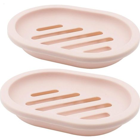 Seifenspender, 2er-set, Mit Abtropfschale, Seifenhalter, Seifensparer, Leicht Zu Reinigen, Trocknend, Verhindert Weiche Seife (rosa)