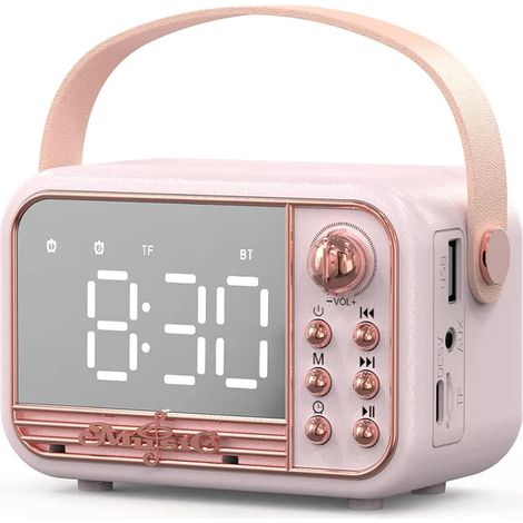 Retro Bluetooth-lautsprecher, Tragbarer Kabelloser Vintage-bluetooth-lautsprecher Mit Wecker, Kraftvoller Lautstärke, Kompatibel Mit Tf-karte, Usb-stick, Aux-eingang, Im Alten Stil, Für Küche, Schlafz