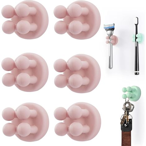6er-set Silikon-halter Für Zahnbürsten, Multifunktional Als Rasiererhalter – Wasserdicht, Selbstklebend Zur Wandmontage Auf Mauerwerk Oder Glas – Zum Aufhängen Im Badezimmer, Küche, Wohnzimmer Oder Bü
