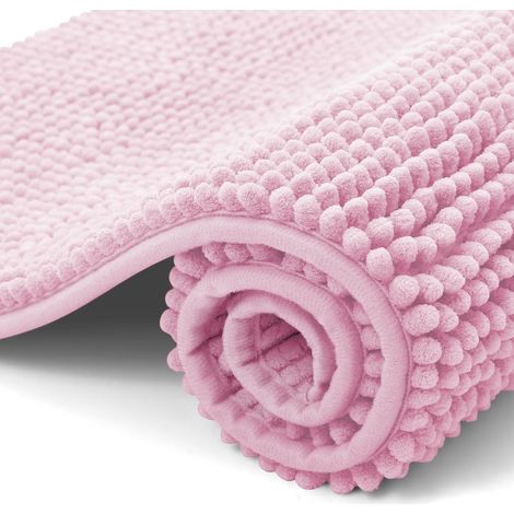 Chenille-badematte - Rutschfest - Weich - Saugfähig - Waschbar - Für Badezimmer - 50 X 80 Cm - Rosa