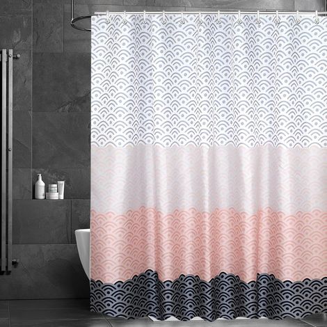 Duschvorhang, 120 X 180 Cm, Blumenmuster, Beschwerter Saum, Schimmelresistenter Stoff, Wasserdicht, Waschbar, Aus Polyestergewebe, Mit Ösen Und 8 Duschvorhangringen, Für Das Badezimmer