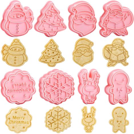 8-teiliges 3d-weihnachtsausstecher-set, Weihnachts-ausstechformen In Keksgestalt Zur Dekoration Von Kuchen, Fondant, Keksen Und Gebäck