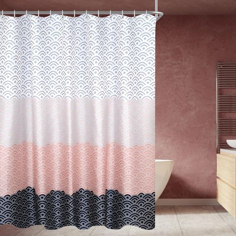 Duschvorhang, 120 X 200 Cm, Blumenmuster, Beschwerter Saum, Schimmelresistentes Gewebe, Wasserdicht, Waschbar, Aus Polyesterstoff, Mit Ösen Und 8 Duschvorhangringen, Für Badezimmer