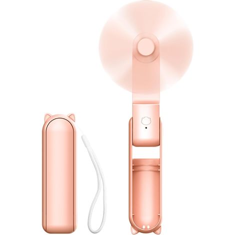Tragbarer, Faltbarer Mini-ventilator Mit Wiederaufladbarer Usb-batterie - 14-21 Stunden Akkulaufzeit, Für Büro, Tasche Und Reisen - Rosa