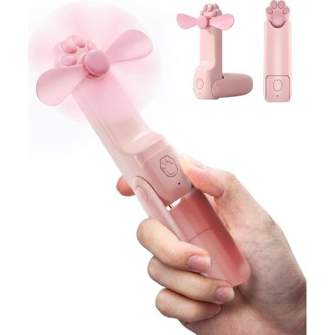 Tragbarer Mini-handventilator, Faltbar, Mit Wiederaufladbarem Usb-akku [14–22 Stunden Laufzeit], 3 Einstellbare Geschwindigkeiten, Powerbank-funktion, Taschenlampenfunktion – Rosa
