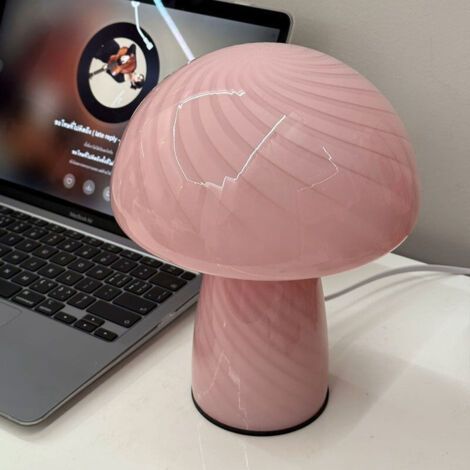 Moderne Pilz-tischlampe Aus Glas, Led-tischlampe, Nachtlicht, Dekoration, Rosa [energieeffizienzklasse A] Fliti