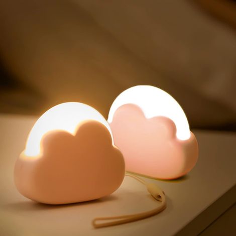 Kinder-nachtlicht In Wolkenform (2er-pack), Wandmontierte Leuchte Für Das Kinderzimmer, Wiederaufladbar, Geschenkidee (rosa)