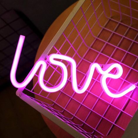 Leuchtendes „love“-schild – Led-wandschild Für Das Schlafzimmer, Usb- Oder Batteriebetrieben, Led-wanddekoration Für Mädchen, Leuchtendes „love“-schild, Rosa