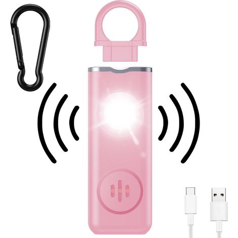 Persönlicher Alarm, 130 Db Taschenalarm Mit Led-licht, Anti-aggressions-warner, Schlüsselanhänger Für Sicherheit Und Selbstverteidigung, Rosa