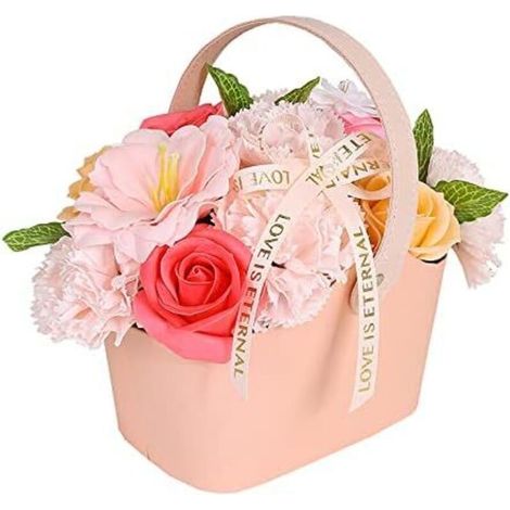 Seifenblumen-box, Blumenstrauß Aus Seife Mit Korb, Künstliche Seifenrose, Ewige Schönheit, Romantik-zauberer, Kreatives Geschenk Zum Muttertag Und Valentinstag (rose)