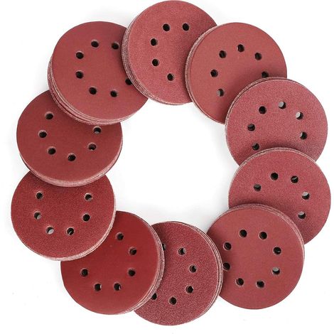 Schleifscheiben, 100 Stück Schleifpapier Mit Körnung 40-800, Größe 125 Mm, Ideal Zum Schleifen/polieren/entrosten (8 Löcher)